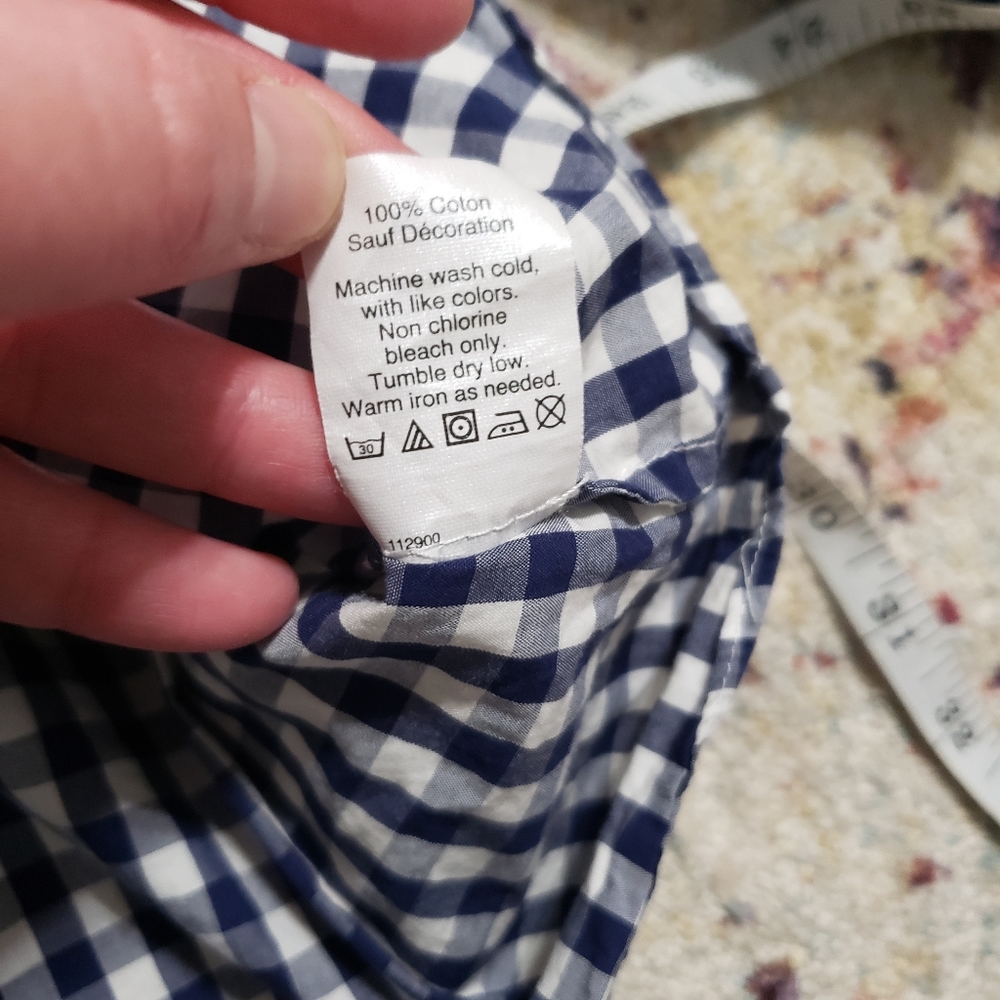 Madewell Smocked Gingham Off Shoulder Cropped Top Blue White Size Small - Picture 6 of 10